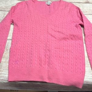Cashmere Lily Cable Knit Sweater. V neck.